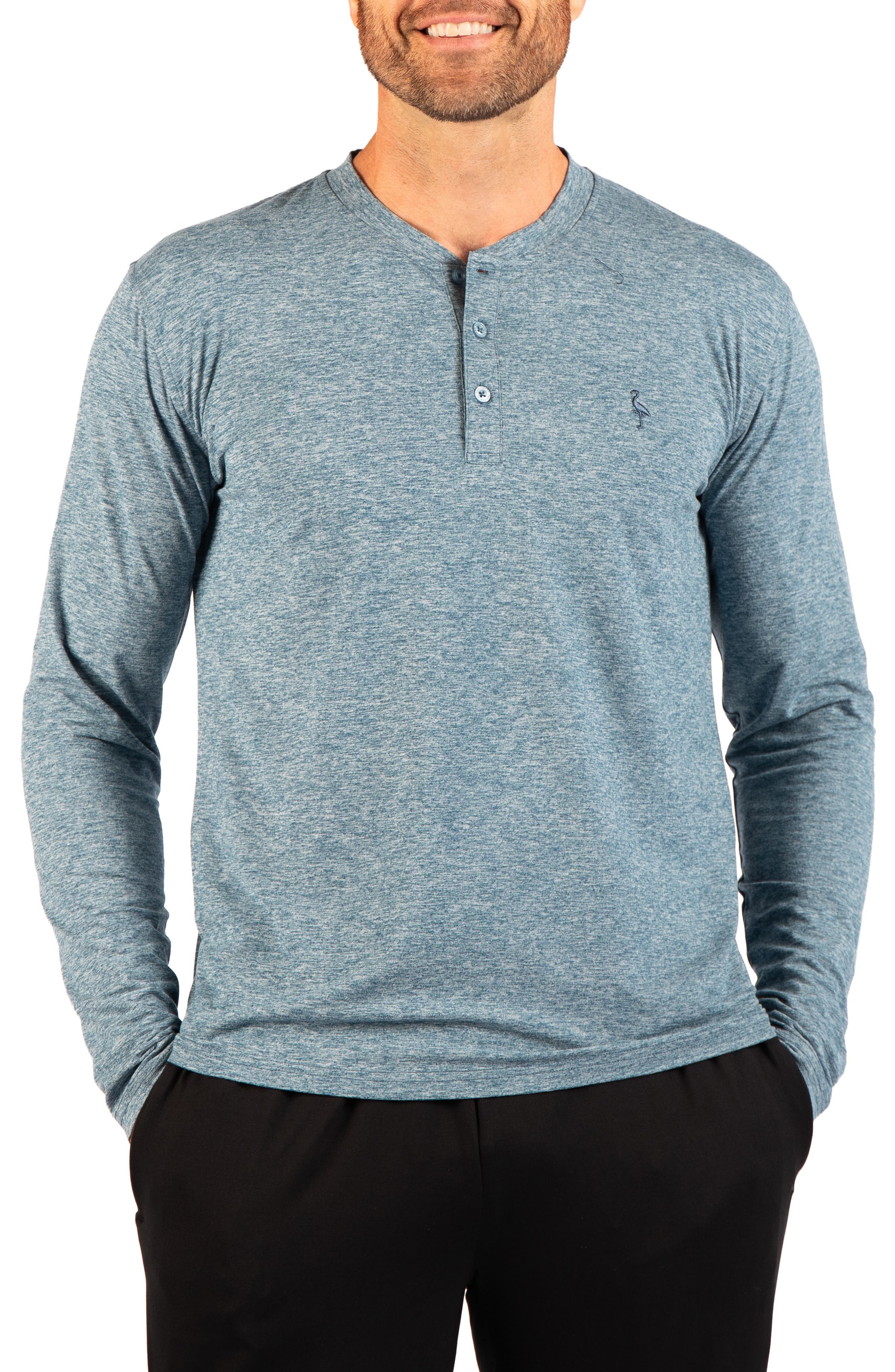 Brushed Melange Long Sleeve Henley