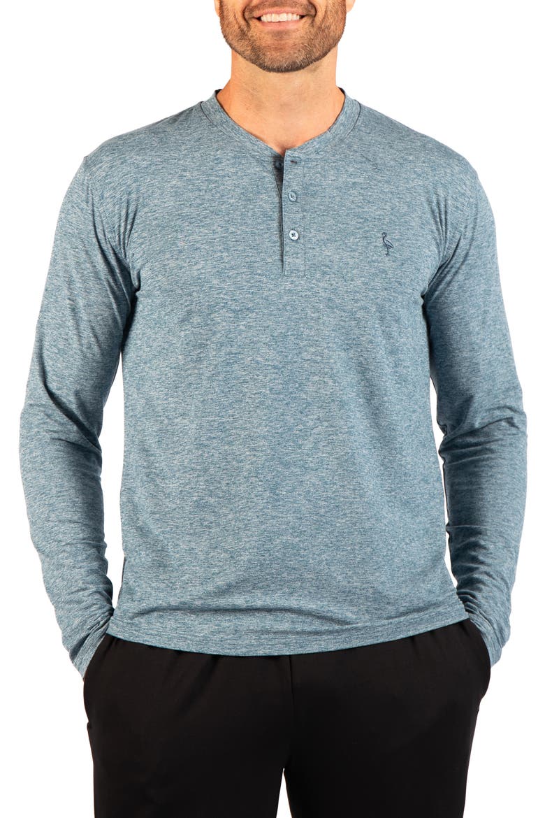 Brushed Melange Long Sleeve Henley, Main, color, SEA BLUE