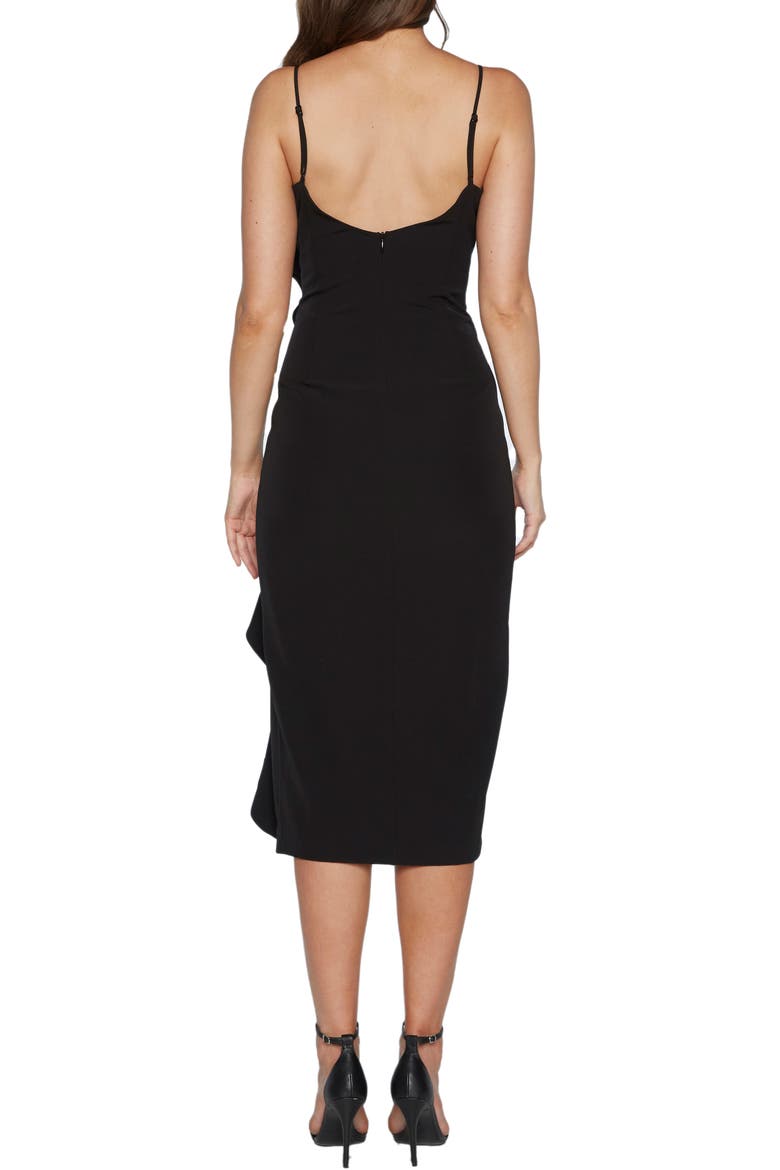 Rona Ruffle Midi Dress, Alternate, color, BLACK