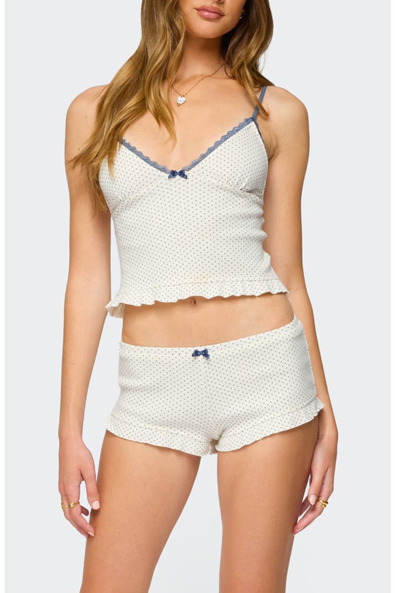 Avalon Polka Dot Pointelle Cotton Camisole, Main, color, WHITE