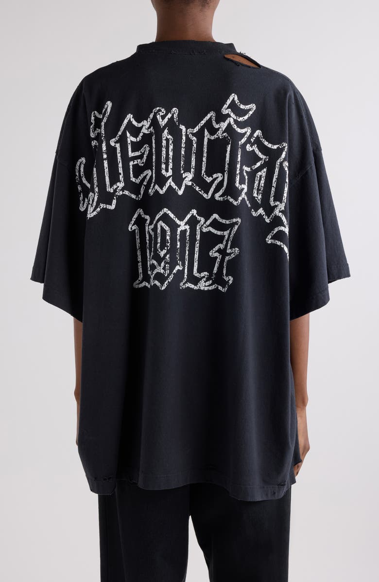 Balenciaga Oversize Graphic T-Shirt, Alternate, color, 1041 Faded Washed Black