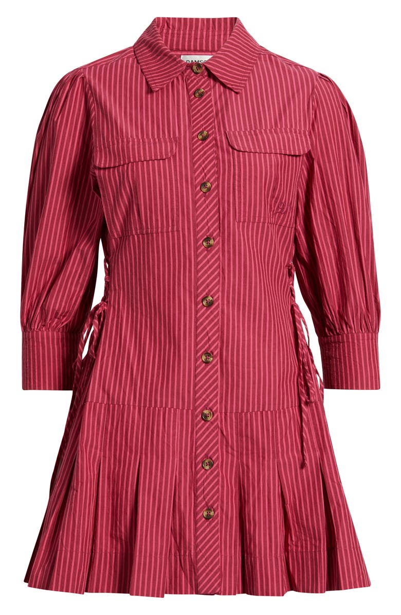Damson Madder Maisie Stripe Organic Cotton Mini Shirtdress, Alternate, color, Berry