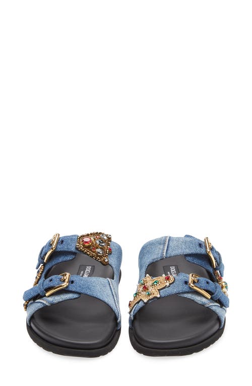 Dolce & Gabbana Dolce&gabbana Embellished Slide Sandal In Blue