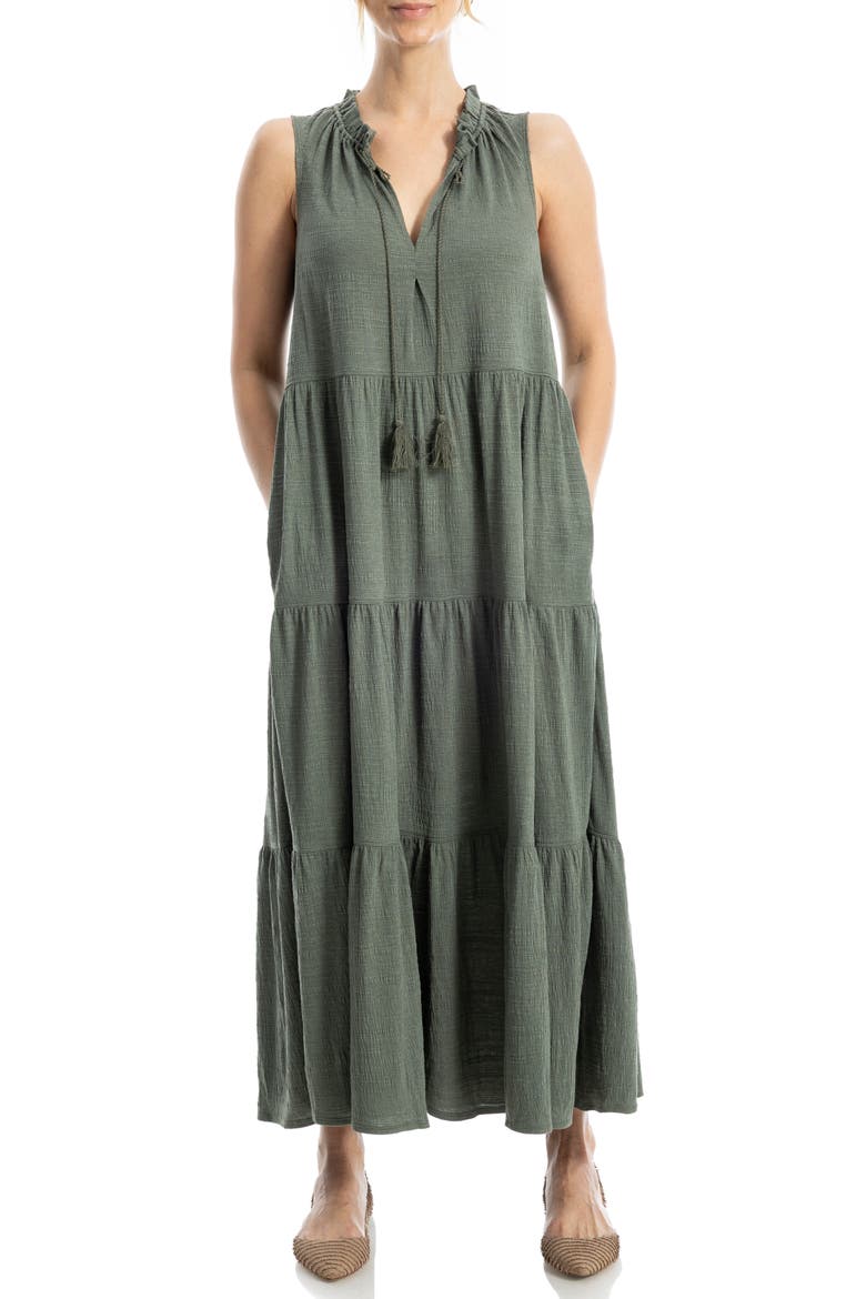 Tie Neck Tiered Jersey Maxi Dress video