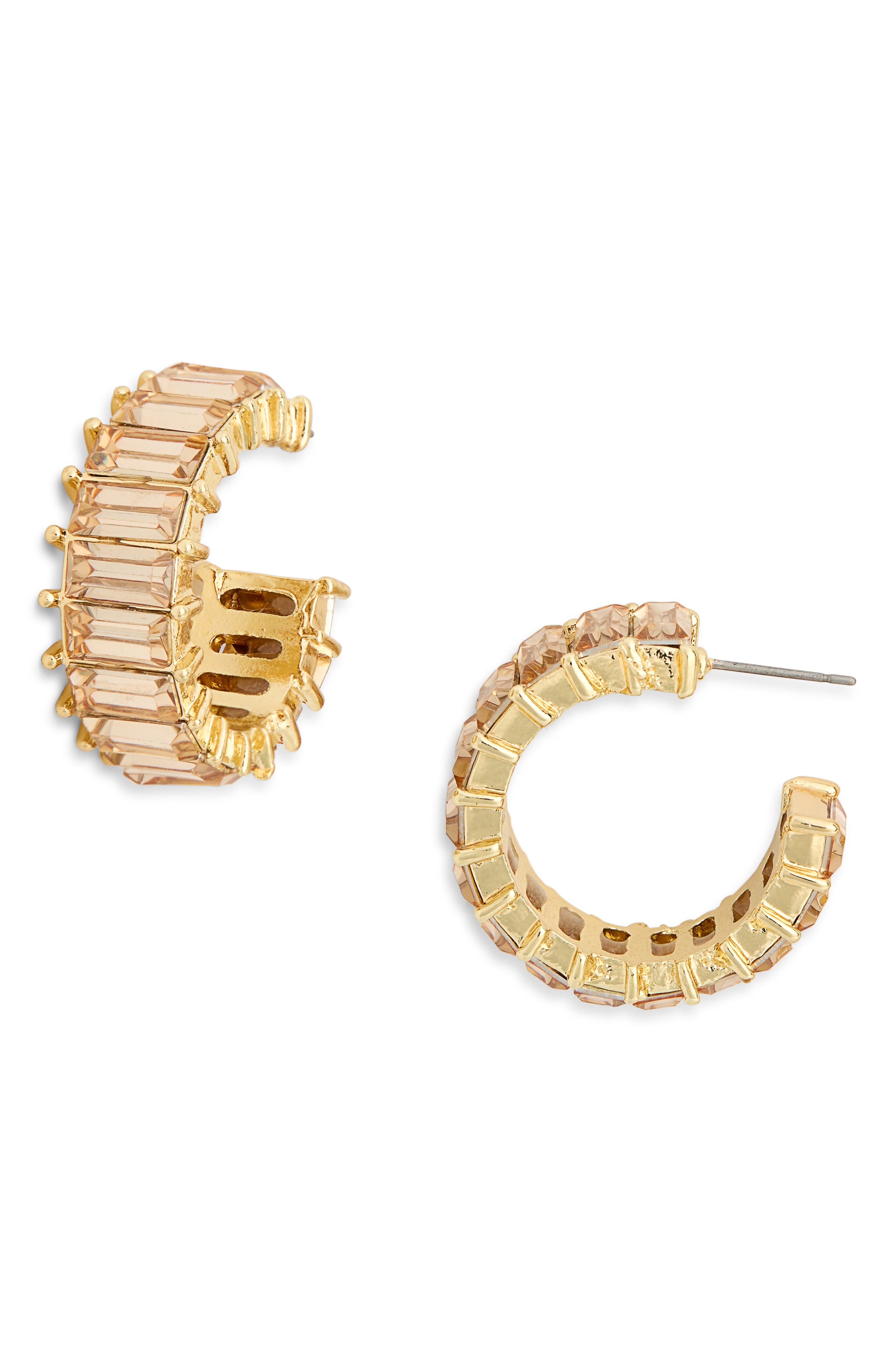 Tasha Baguette Crystal 'C' Hoop Earrings