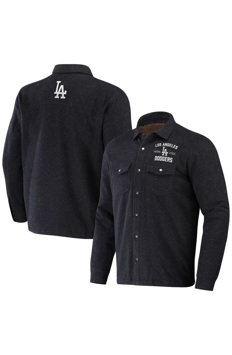 Darius Rucker Collection by Fanatics Men's Darius Rucker Collection by Fanatics Black Los Angeles Dodgers Ringstop Full-Snap Shacket, Main, color, 