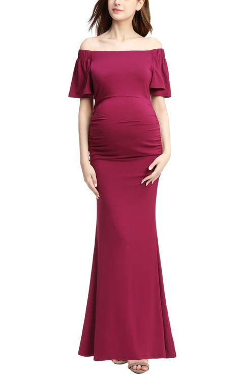 Abigail Off the Shoulder Maternity Maxi Dress