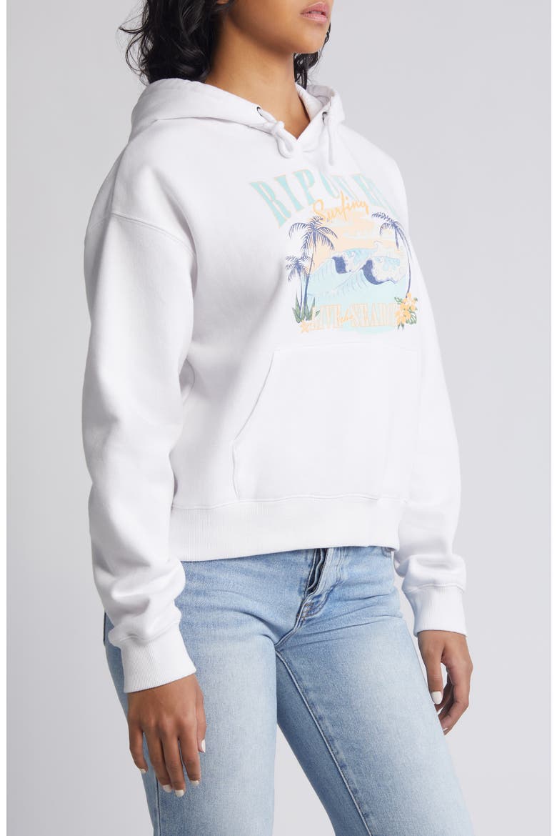 Paradise Palms Fleece Graphic Hoodie, Alternate, color, WHITE