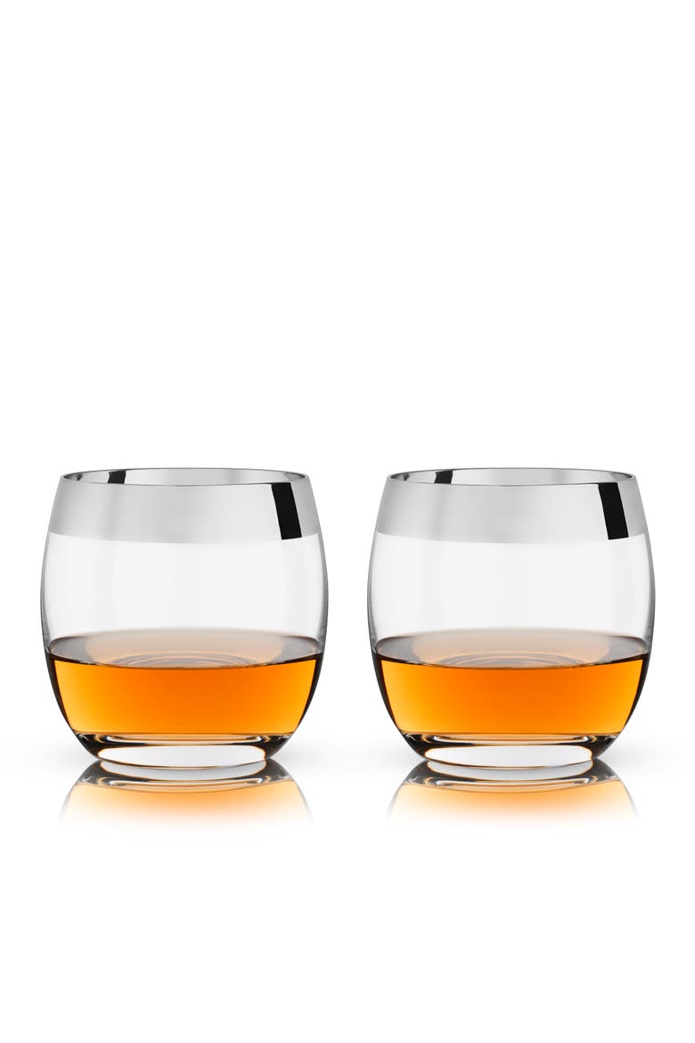 Irving Crystal Tumblers with Chrome Rim Set of 2, Alternate, color, Clear