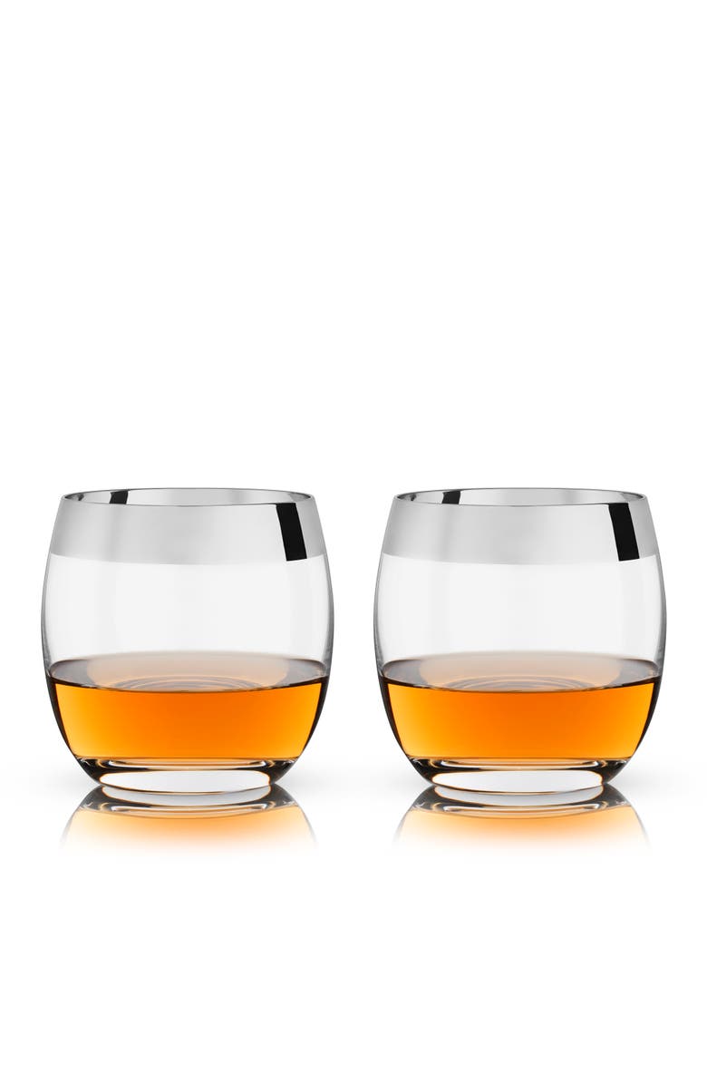 Viski Irving Crystal Tumblers with Chrome Rim Set of 2, Alternate, color, Clear