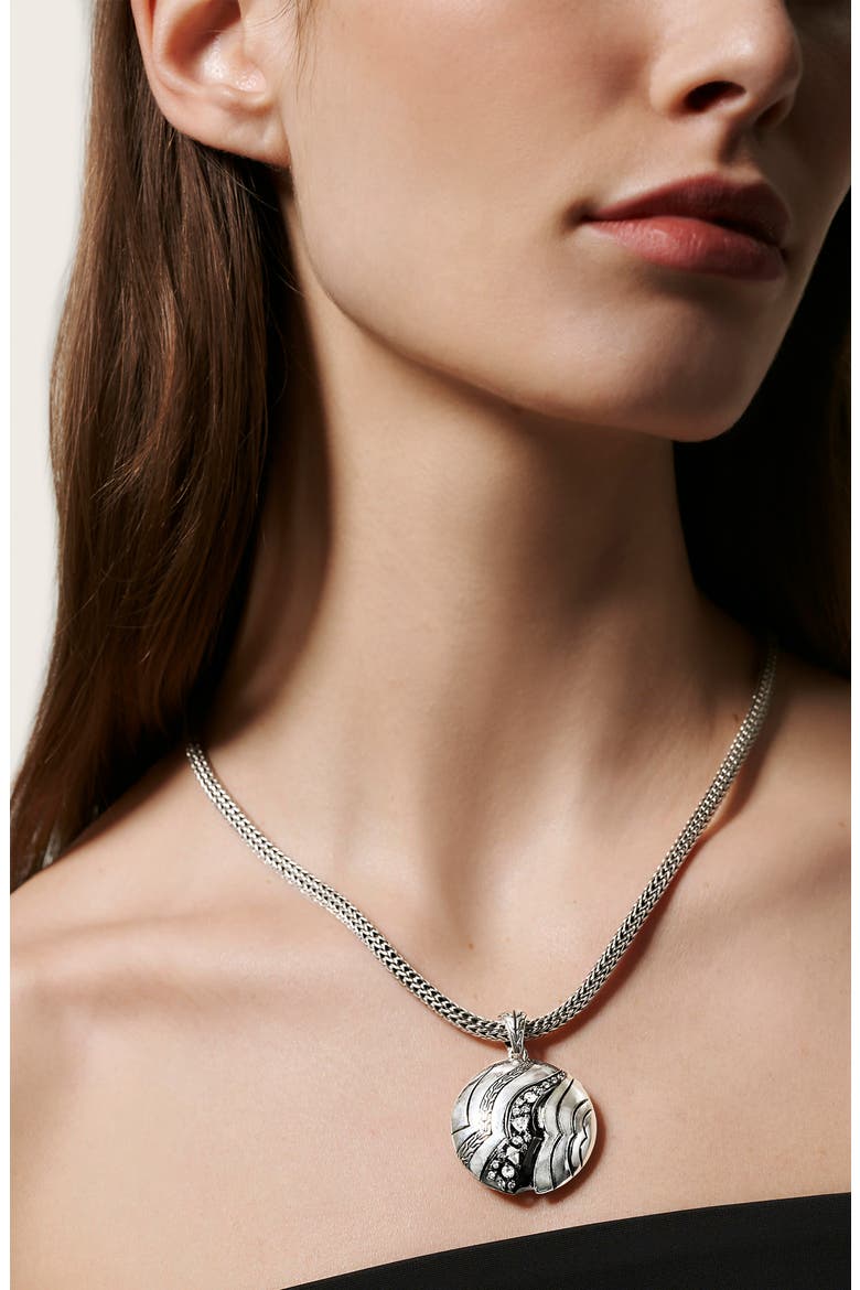 Lahar Pendant with Diamonds, Alternate, color, SILVER/ DIAMOND