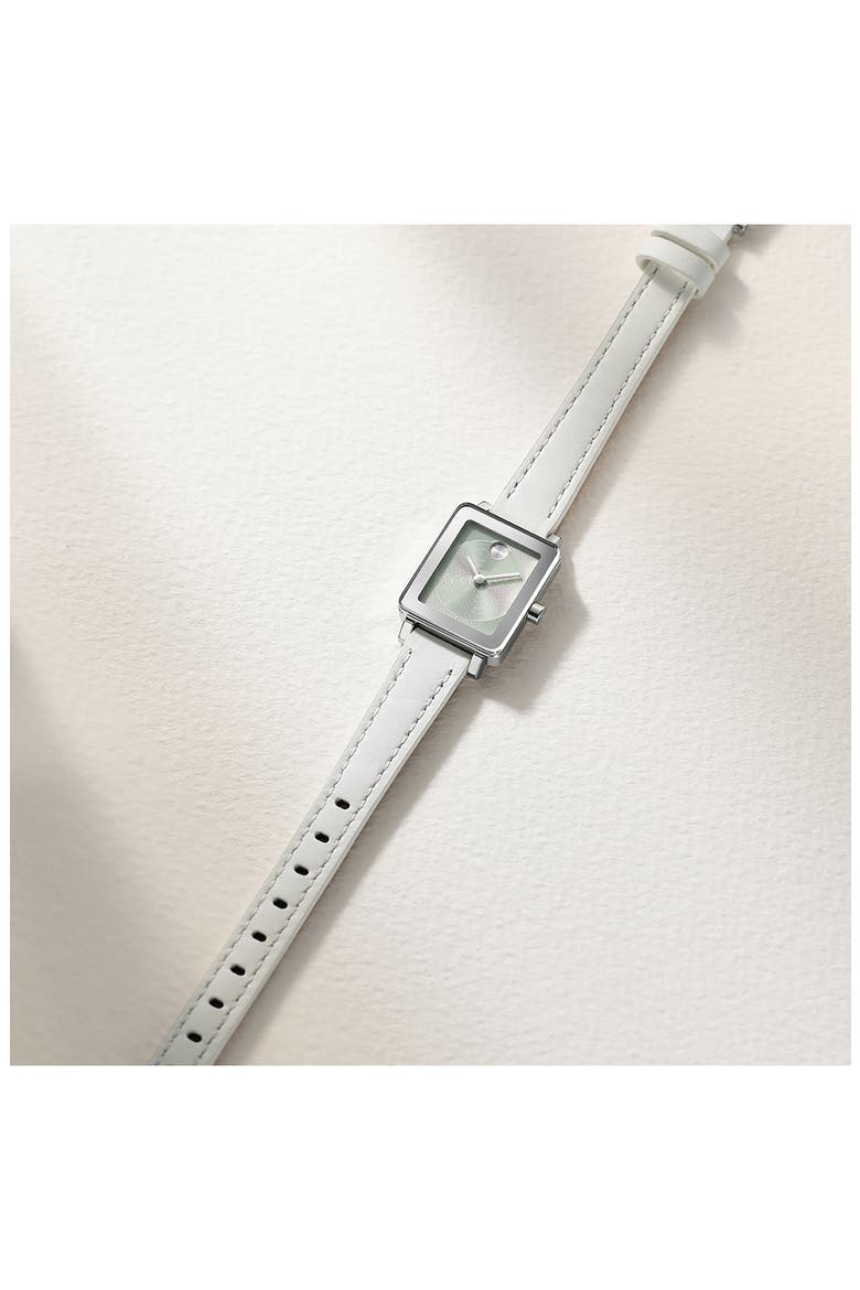 Mini Bold Evolution 2.0 Tank Leather Strap Watch, 20mm x 23mm, Alternate, color, GREEN