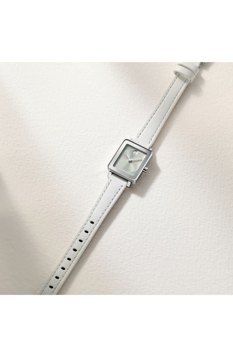 Movado Mini Bold Evolution 2.0 Tank Leather Strap Watch, 20mm x 23mm, Alternate, color, Green