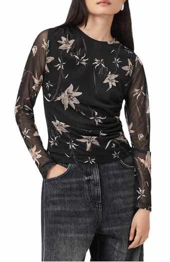 AllSaints Caia Floral Mesh Top