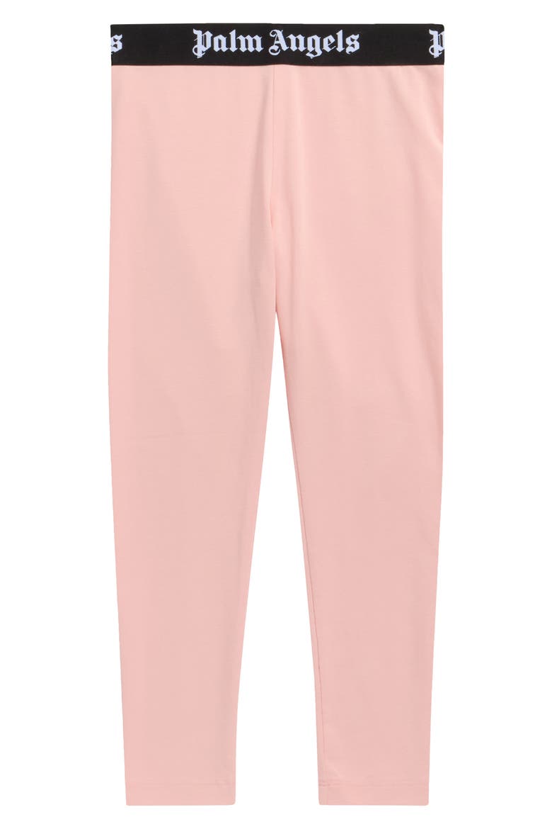 Kids' Logo Waistband Leggings, Main, color, PINK BLACK