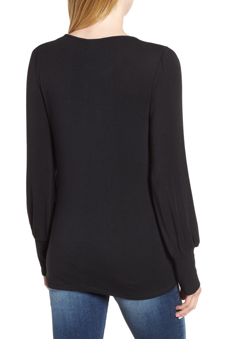 Blouson Sleeve Top, Alternate, color, BLACK