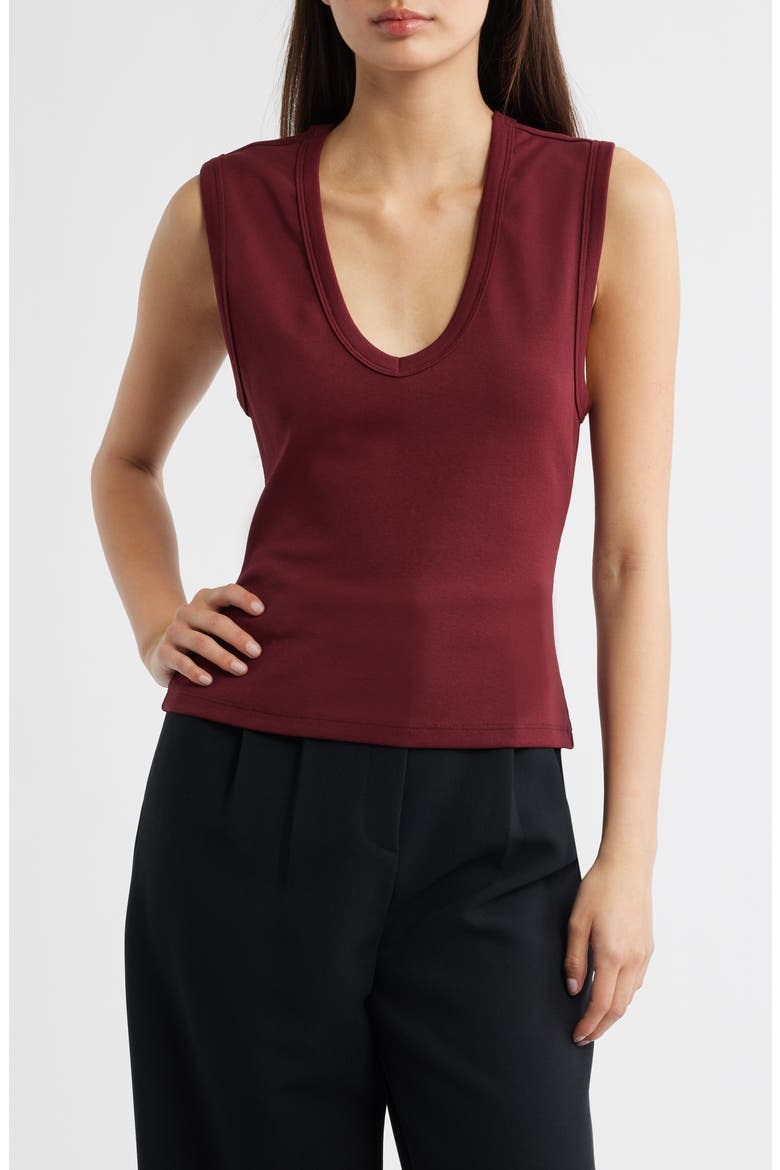 Cameron V-Neck Tank, Main, color, MERLOT
