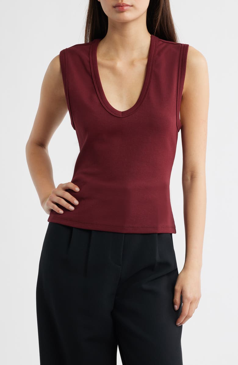 ARTLESS FOREVER Cameron V-Neck Tank, Main, color, Merlot