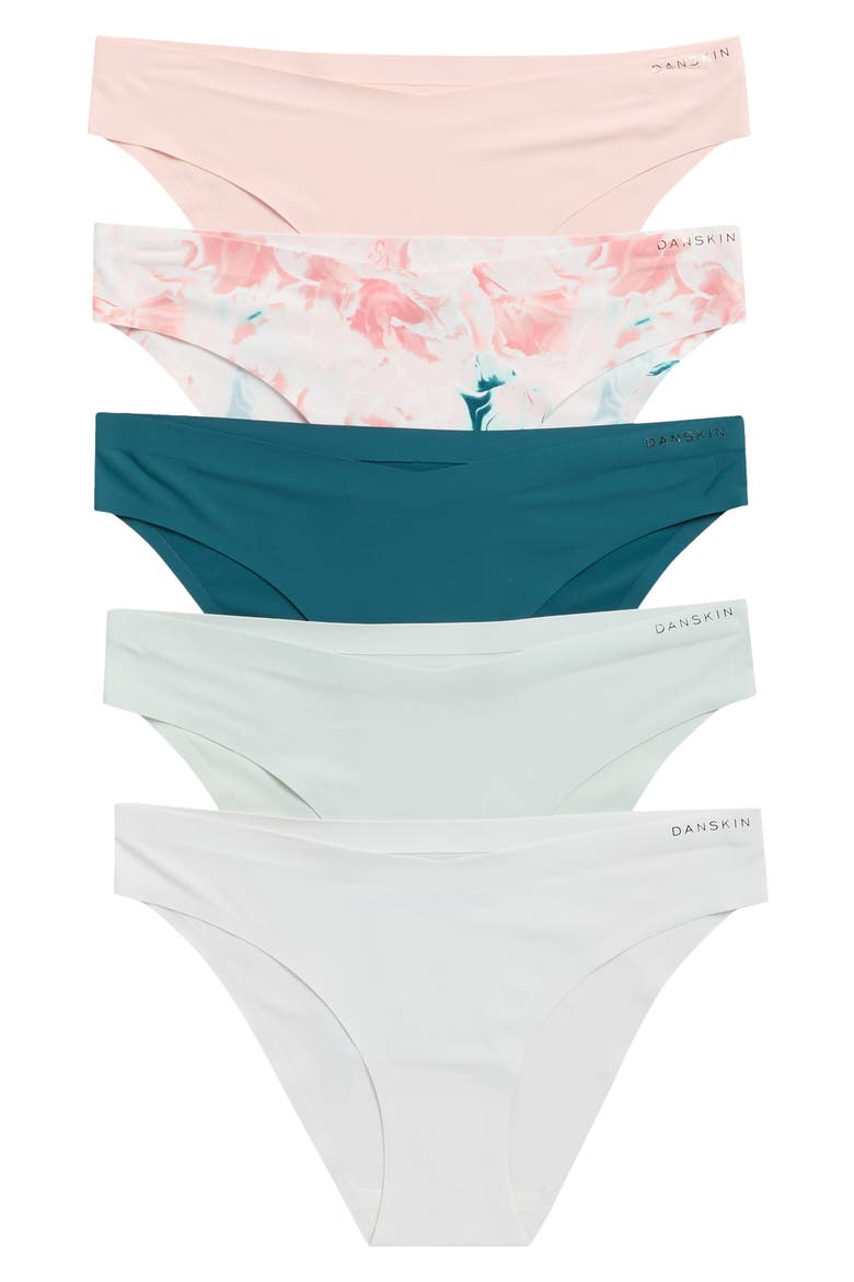 5-Pack Bonded Microfiber Bikini Briefs, Main, color, SMUDGED FLORAL BLOOM ANEMONE