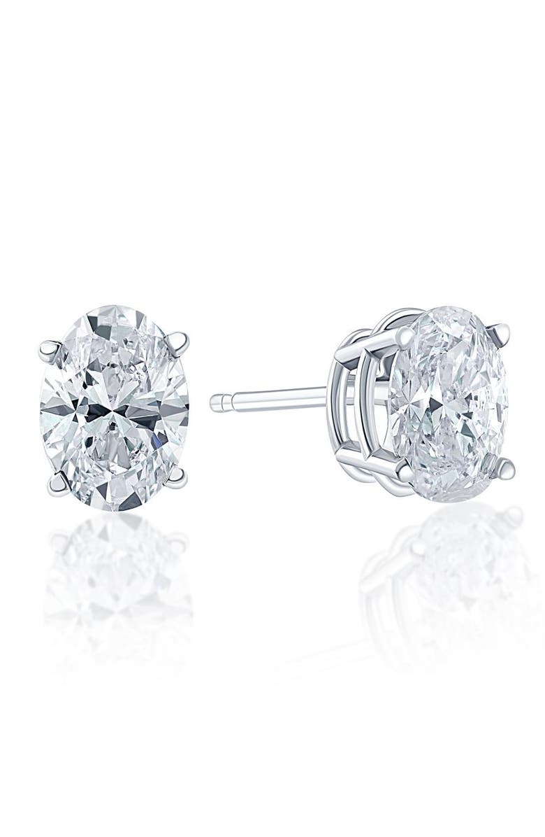 Bliss Diamond Oval Diamond Studs 14k Gold Lab Grown, Alternate, color, White Gold - 3Ct