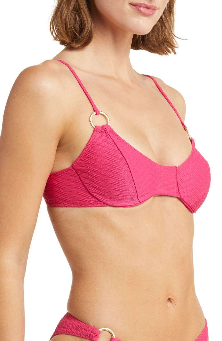 YELLOW THE LABEL Maeve Textured Underwire Bikini Top, Alternate, color,