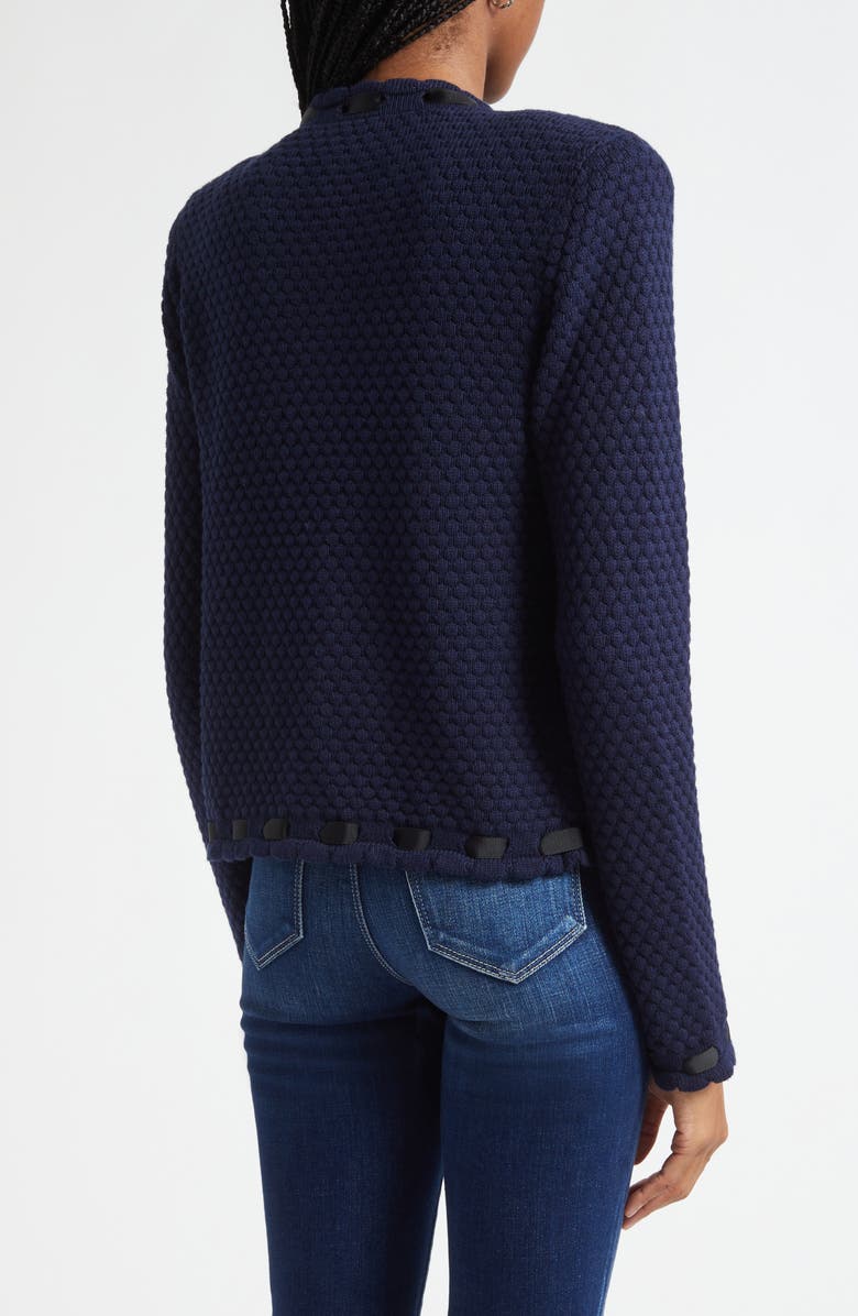 L
AGENCE Astor Contrast Trim Cardigan, Alternate, color, Midnight/ Black