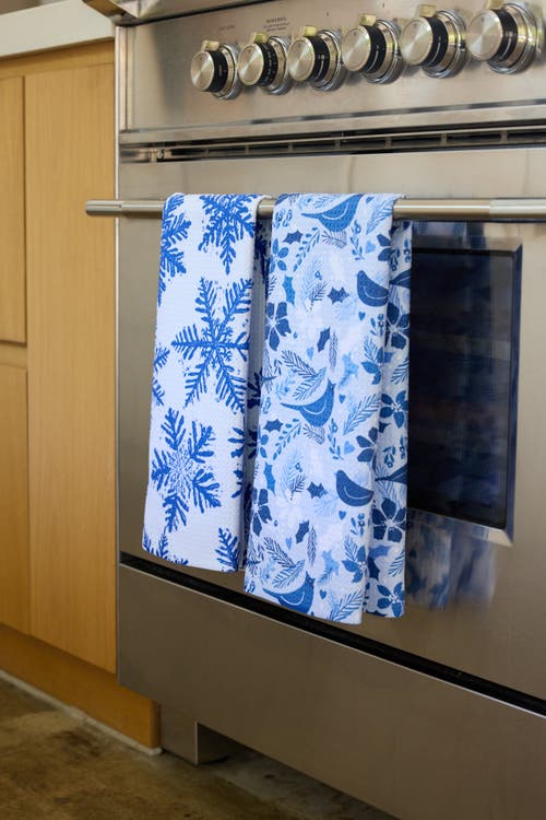 Geometry Kitchen Tea Towel Set In Blue