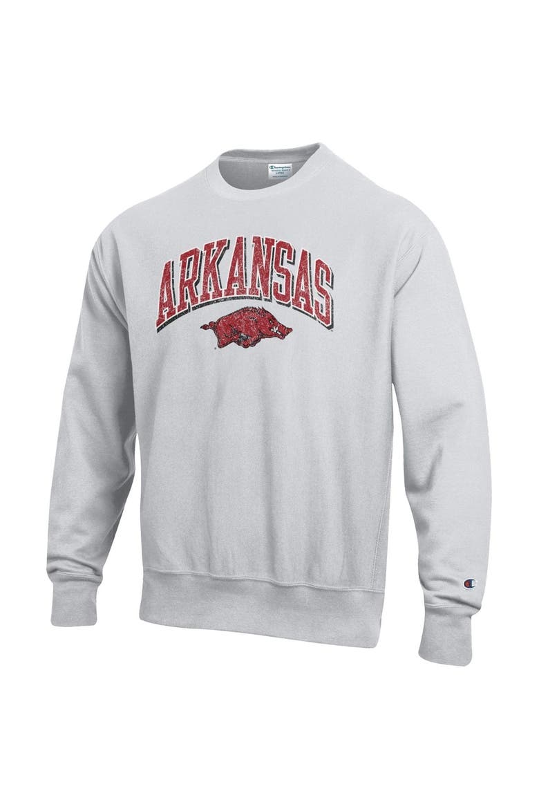 Men's Champion Gray Arkansas Razorbacks Arch Over Logo Reverse Weave Pullover Sweatshirt, Alternate, color, Gray
