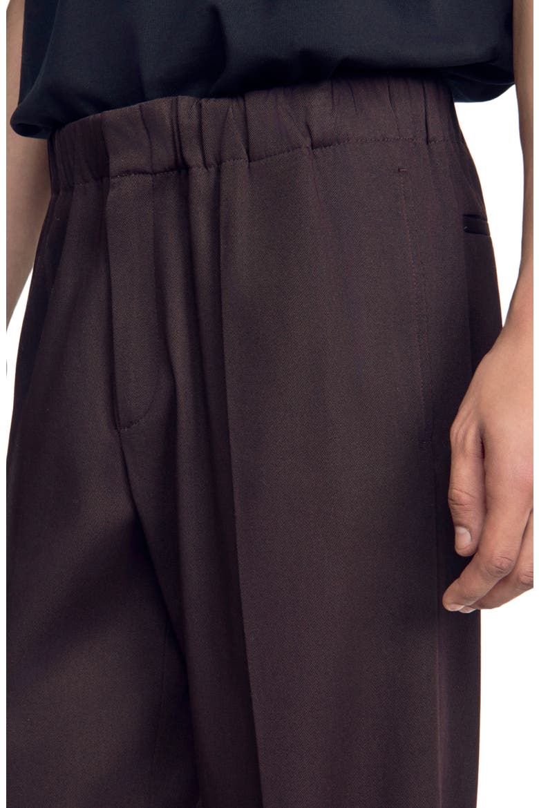 Wide-leg elastic waist trousers, Alternate, color, Chocolate