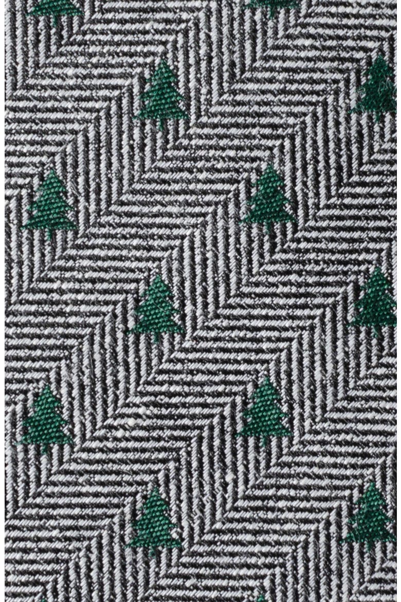 Holiday Tree Silk & Linen Blend Herringbone Tie, Alternate, color, GRAY
