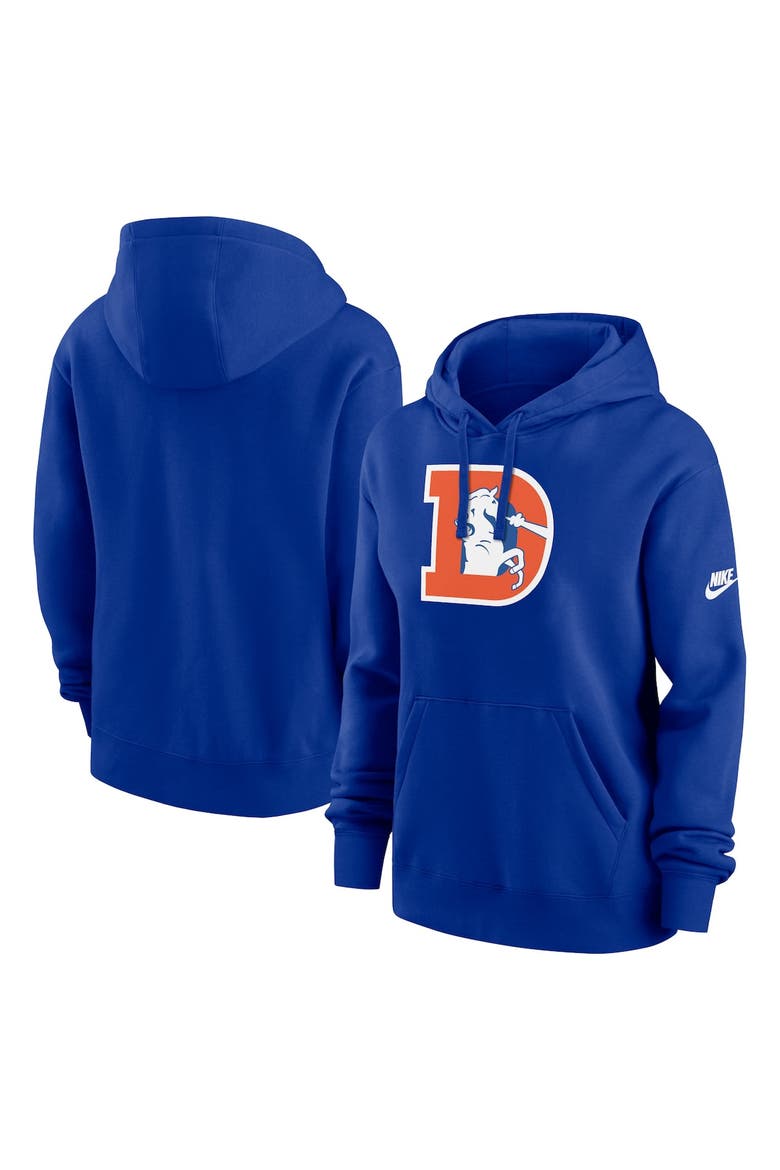 Women's Nike Royal Denver Broncos Club Fleece Pullover Hoodie, Main, color, Royal