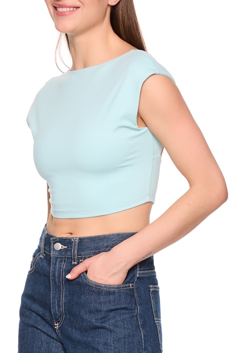 Susana Monaco Open Back Cap Sleeve Crop Top, Alternate, color, Breathe