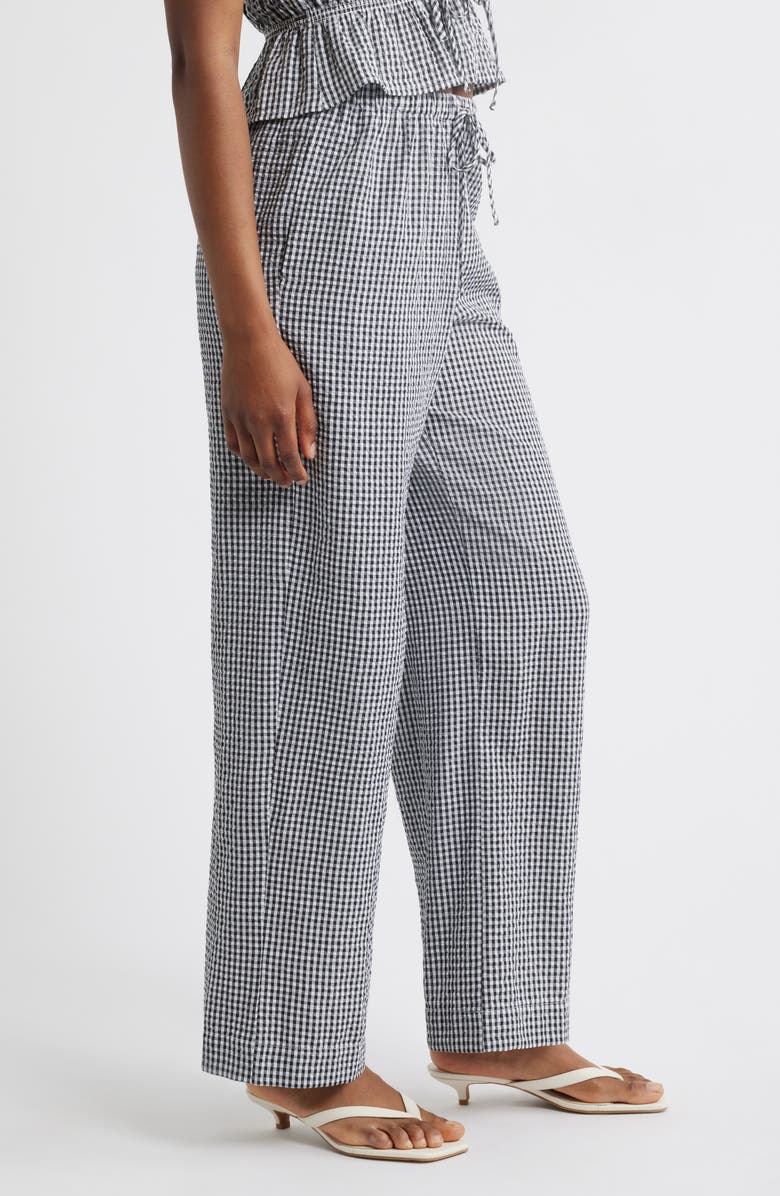 WAYF x Styled by COCO! Nina Gingham Seersucker Straight Leg Pants, Alternate, color, Black Seersucker