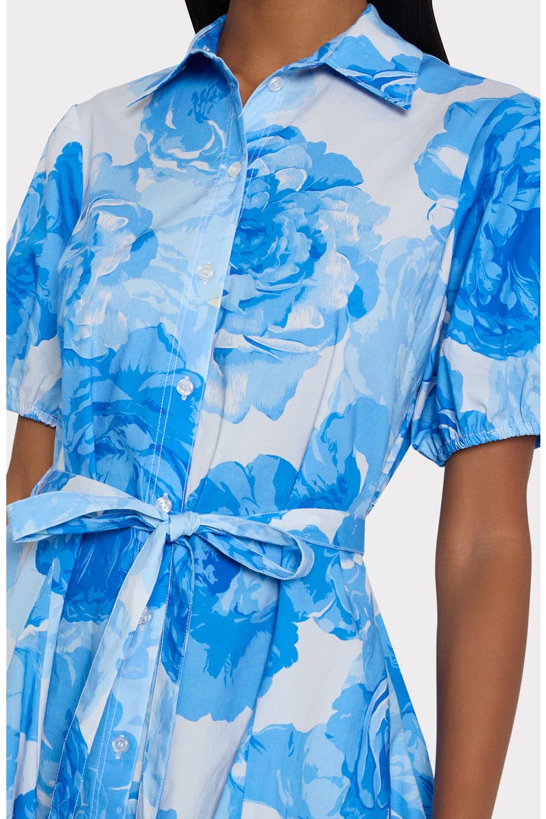 Juni Floral Stretch Cotton Poplin Mini Shirtdress, Alternate, color, BLUE MULTI