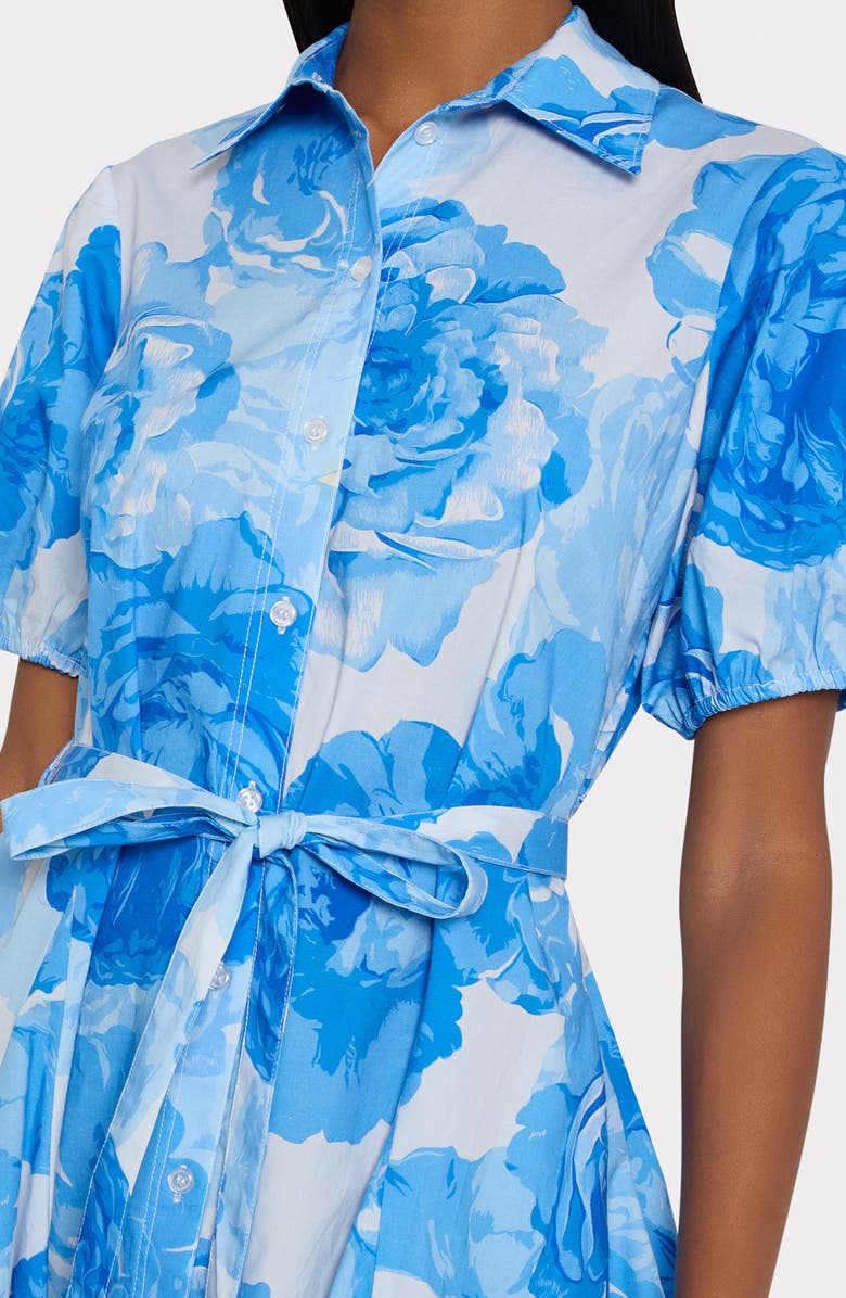 Milly Juni Floral Stretch Cotton Poplin Mini Shirtdress, Alternate, color, Blue Multi