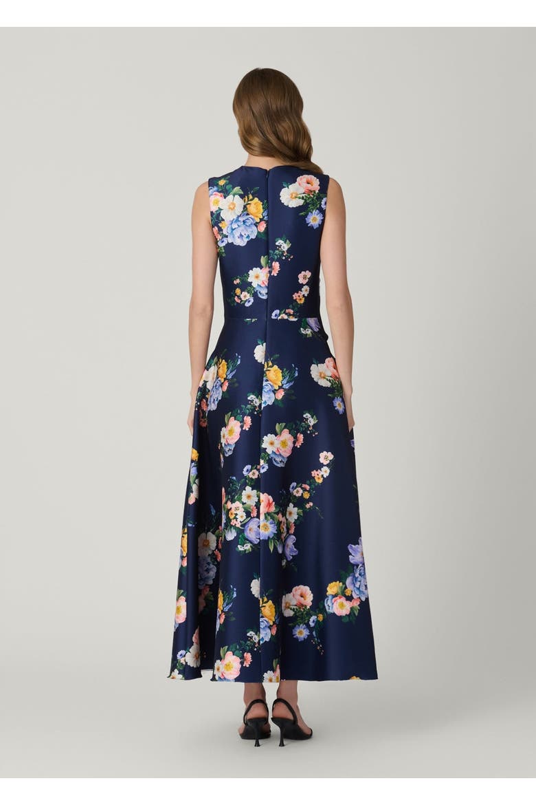 Midnight Marie Tossed Floral Mikado Dress, Alternate, color, Navy Multi