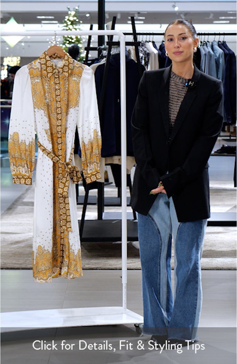 Paisley Long Sleeve Midi Shirtdress, sales video thumbnail