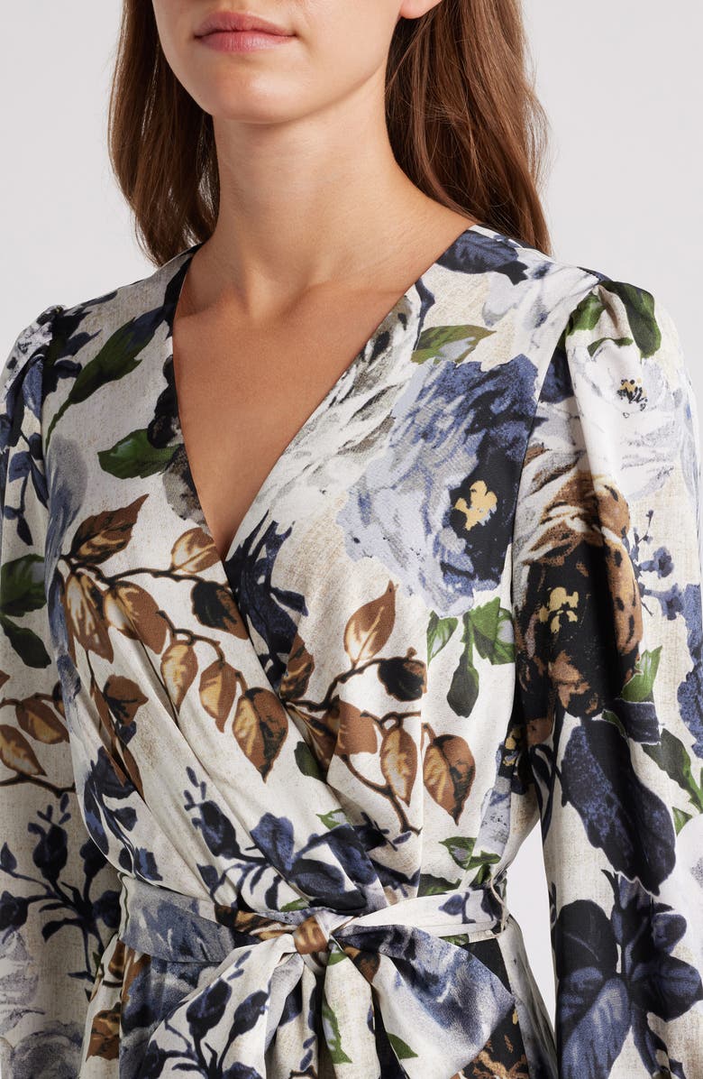 Tahari ASL Floral Satin Midi Dress, Alternate, color,