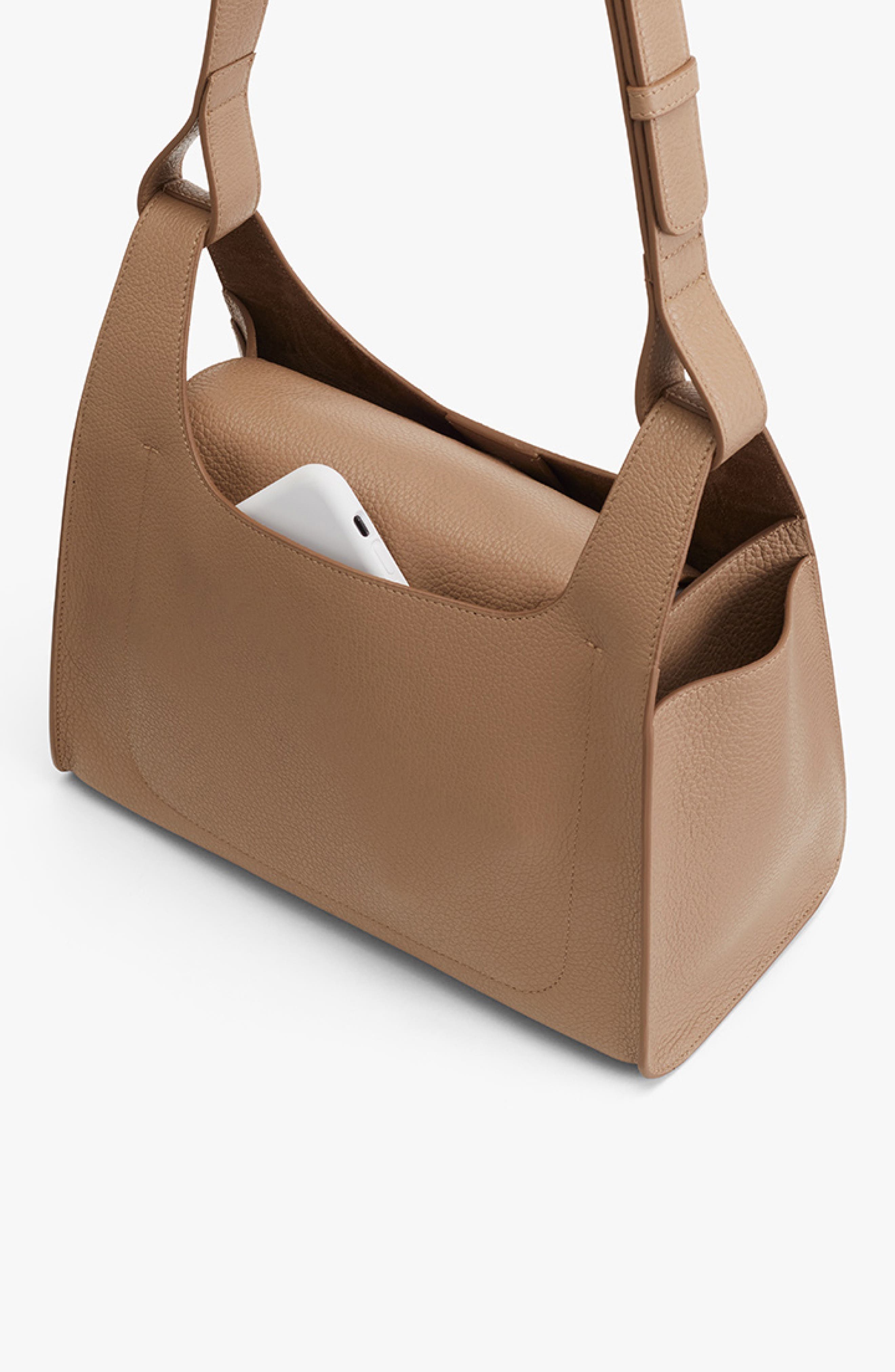 Double Loop Leather Crossbody Bag, Alternate, color, CAPPUCCINO
