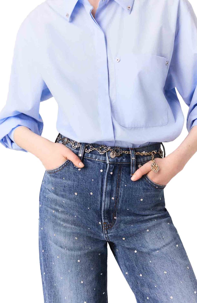 maje Wide-leg denim jeans with studs, Alternate, color, Blue