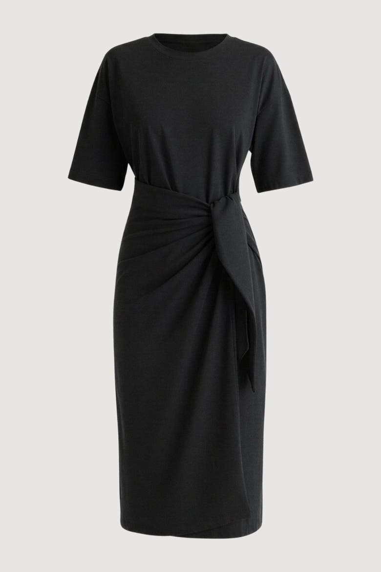 Noa Organic Cotton T-Shirt Wrap Dress, Alternate, color, Black