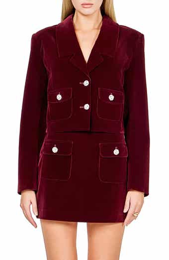 Jeweled Crop Velvet Blazer