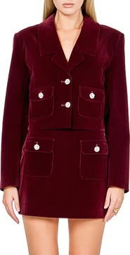 Endless Rose Jeweled Crop Velvet Blazer
