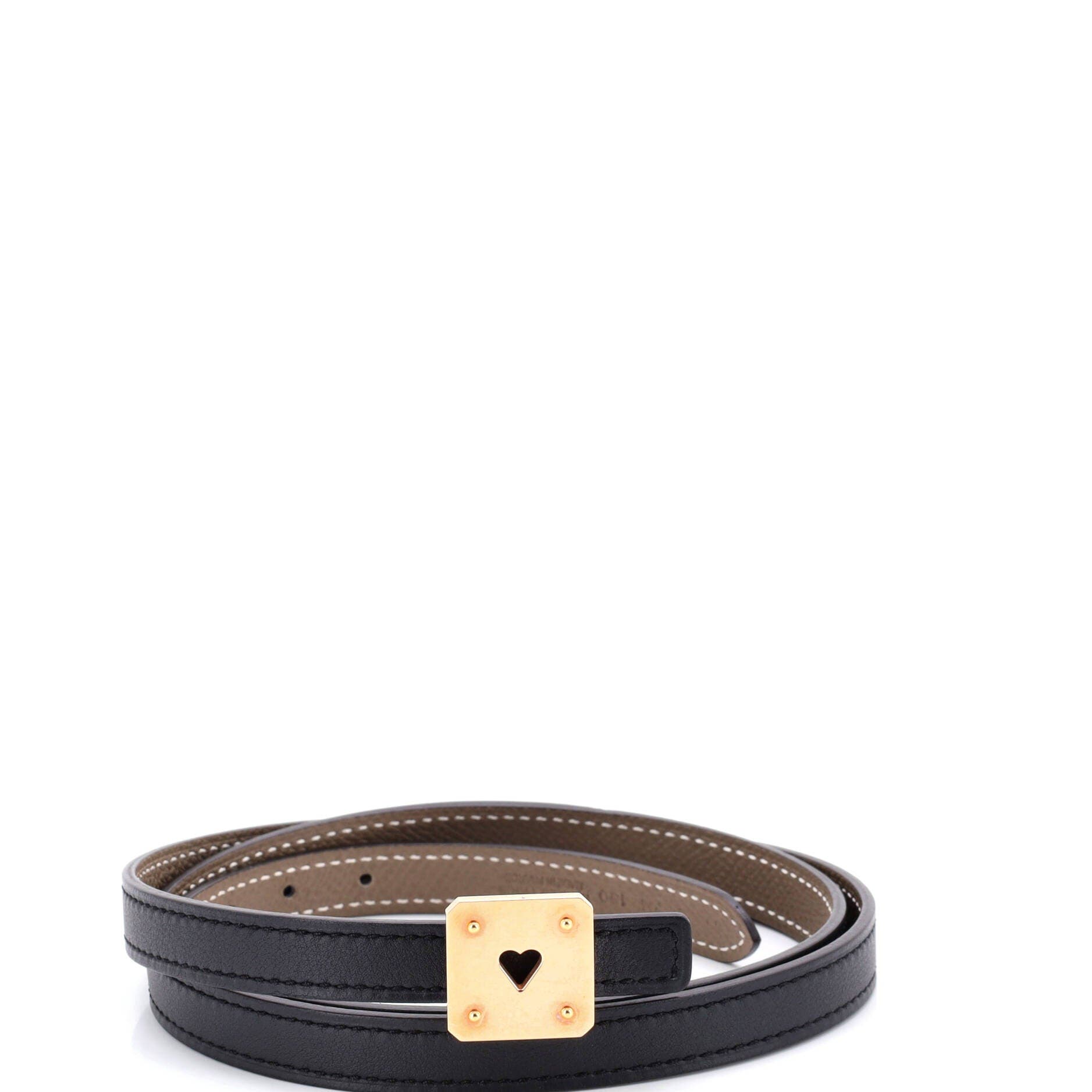 Pre-Owned Hermes As de Coeur Reversible Belt Leather Thin, Main, color, Etoupe