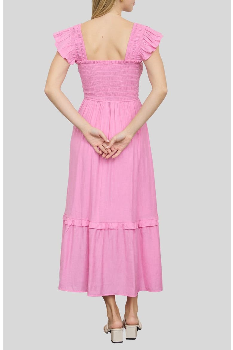Smocked Bodice Tiered Maxi Dress, Alternate, color, PINK