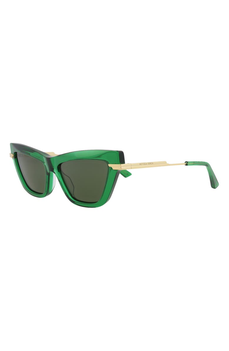 Bottega Veneta 54mm Cat Eye Sunglasses, Alternate, color, Green Gold Green