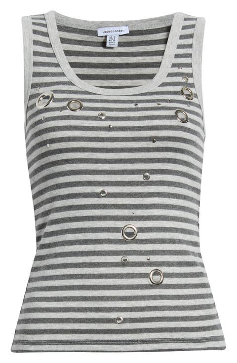 Eyelet Stud Stripe Tank