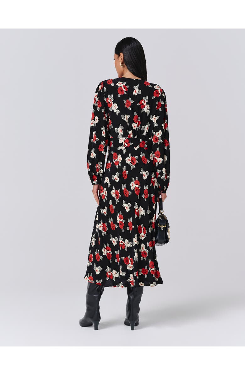 Ghost London Gracie Floral V Neck Midi Dress, Alternate, color, Black Flower