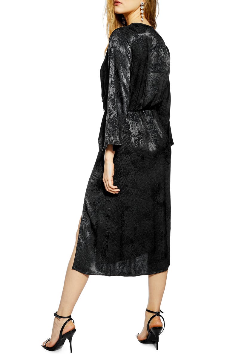 Topshop Snake Effect Knot Midi Dress, Alternate, color, 