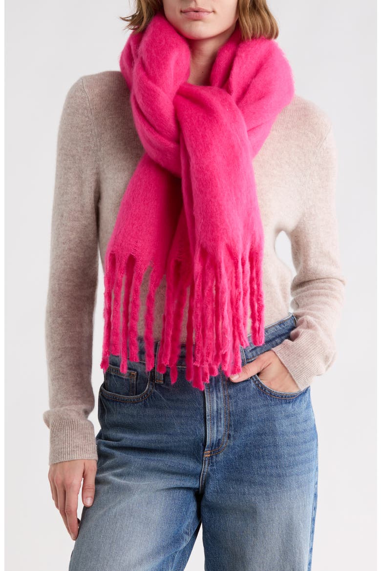 Oversized Brushed Scarf, Main, color, FUCHSIA